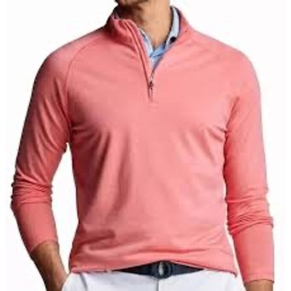 Peter Millar Crown Crafted Rose Pink Merino Wool 1/4 Zip Pullover‎ L MS23XK76